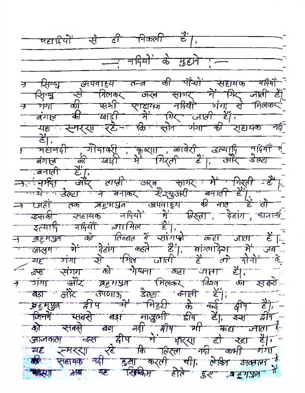 UPSC Hand Written Notes Bharat ki Nadiyan Avm Ghatiyan - Page 3