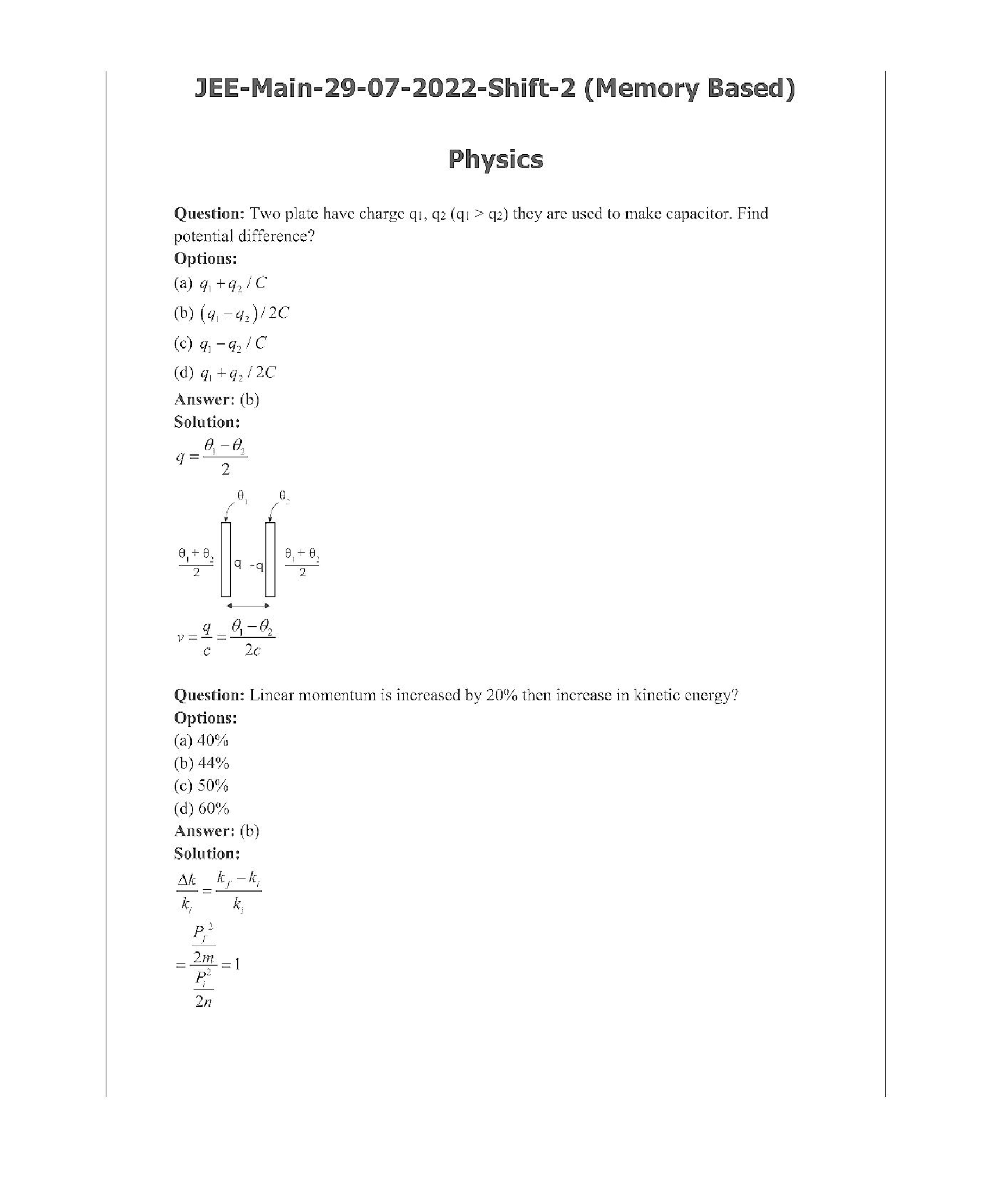 IIT JEE Main PCM Question Paper With Solution (Shift-2) - Page 2