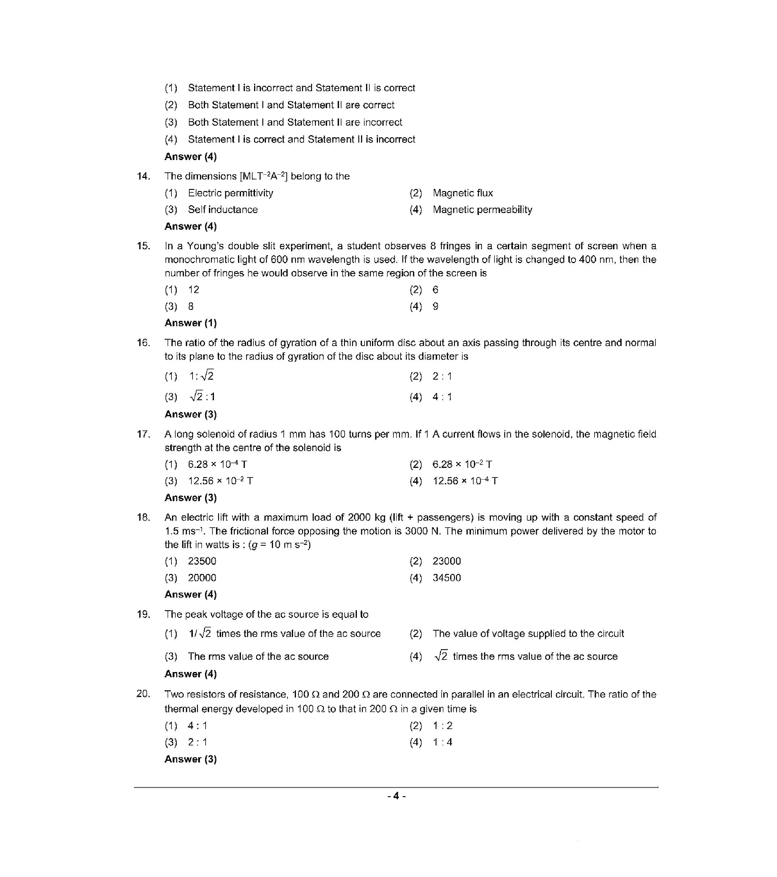 NEET 2022 Question Paper with Answer key (R1) - Page 4