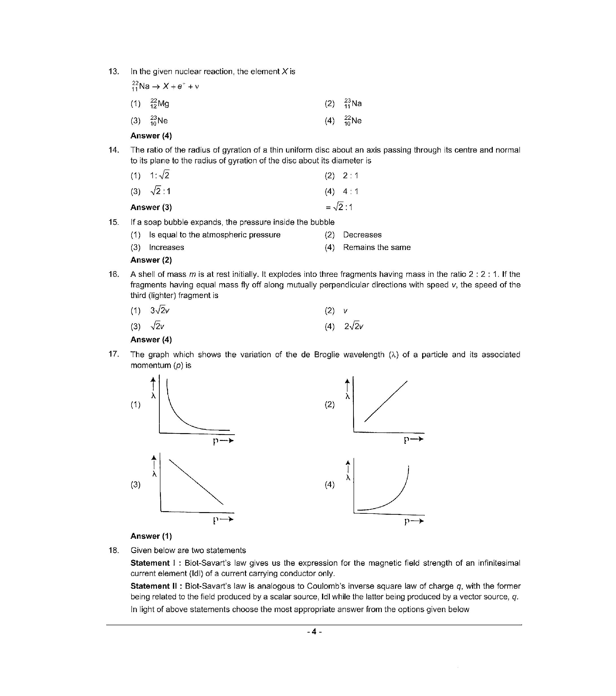 NEET 2022 Question Paper with Answer key (R2) - Page 4