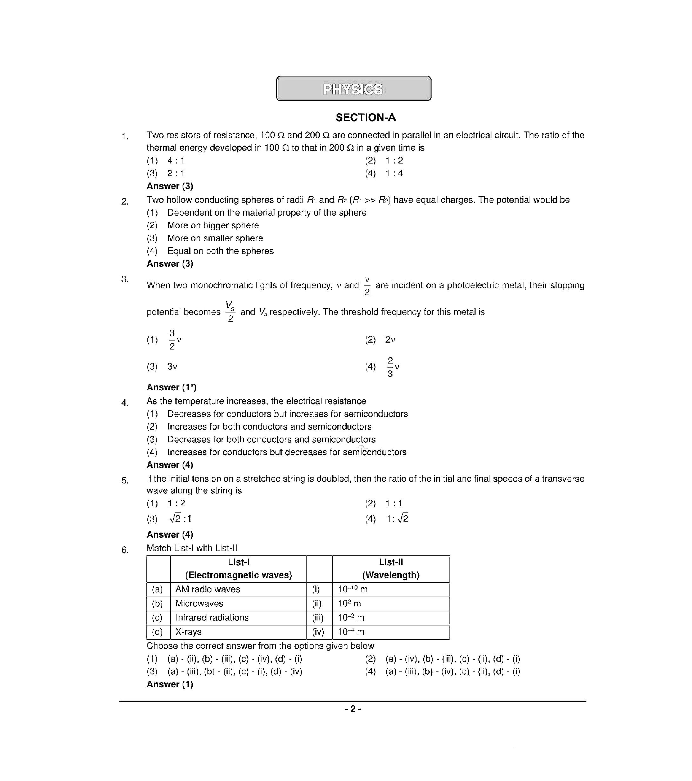 NEET 2022 Question Paper with Answer key (R6) - Page 2