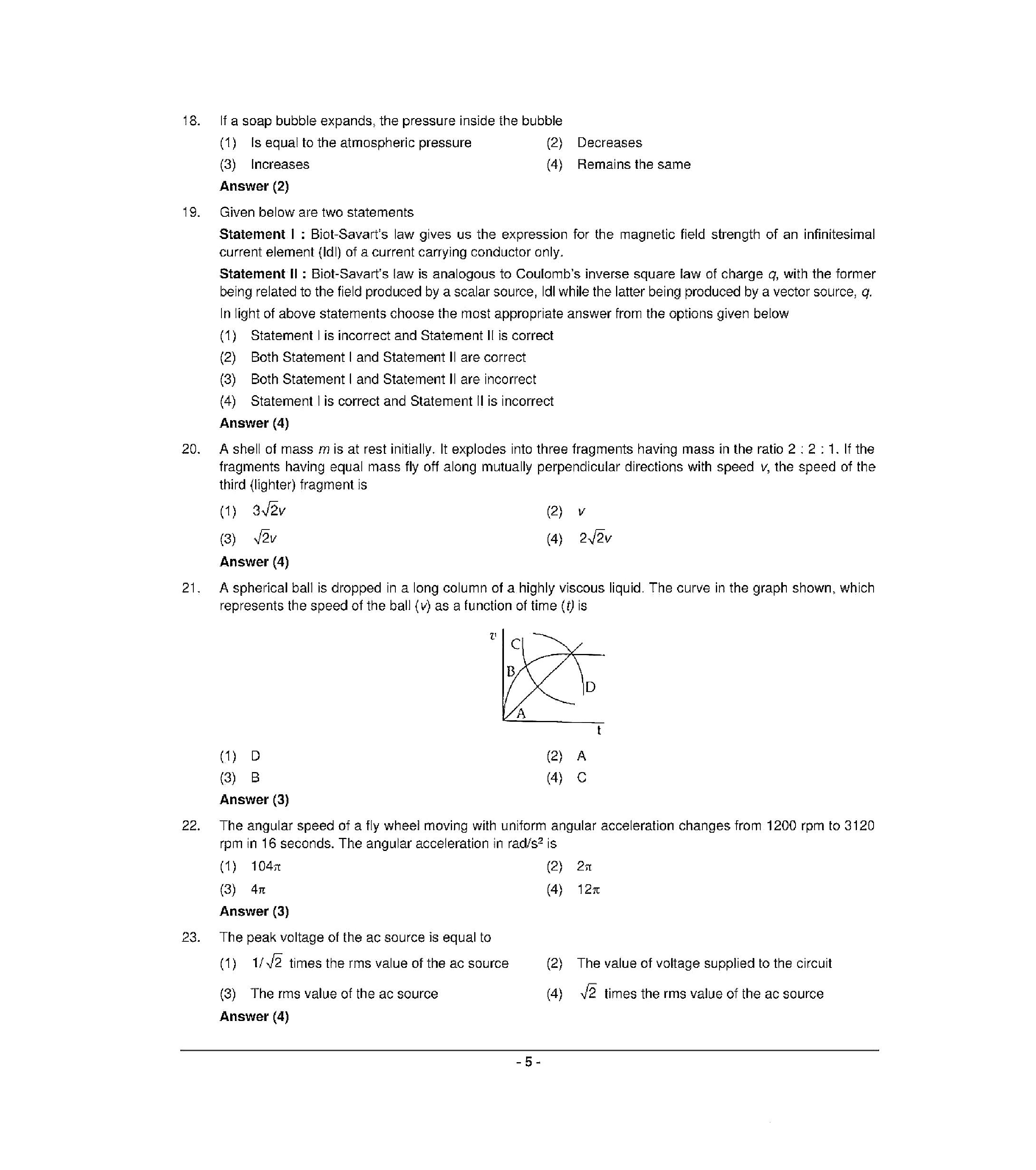 NEET 2022 Question Paper with Answer key (R6) - Page 5