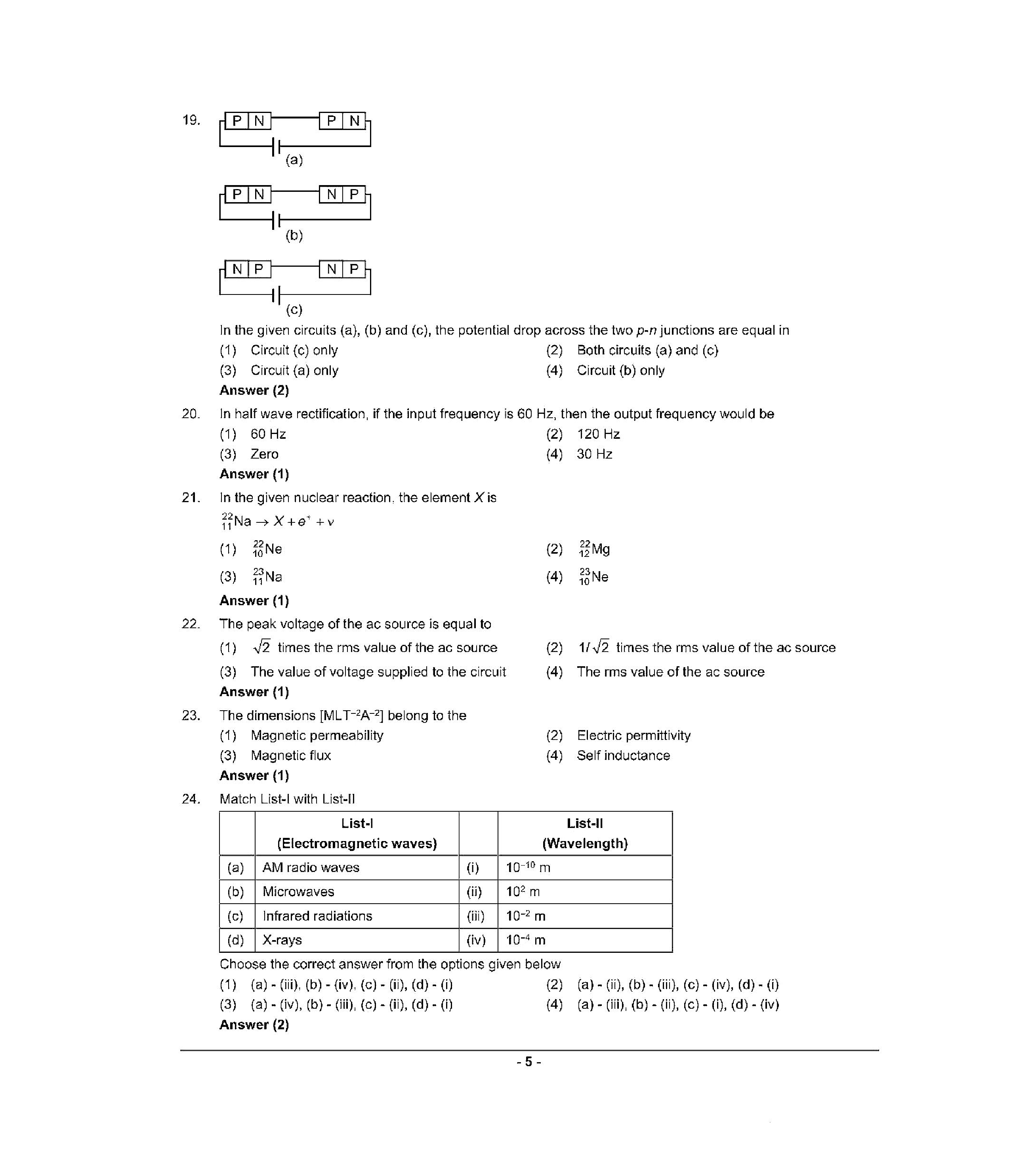 NEET 2022 Question Paper with Answer key (S2) - Page 5