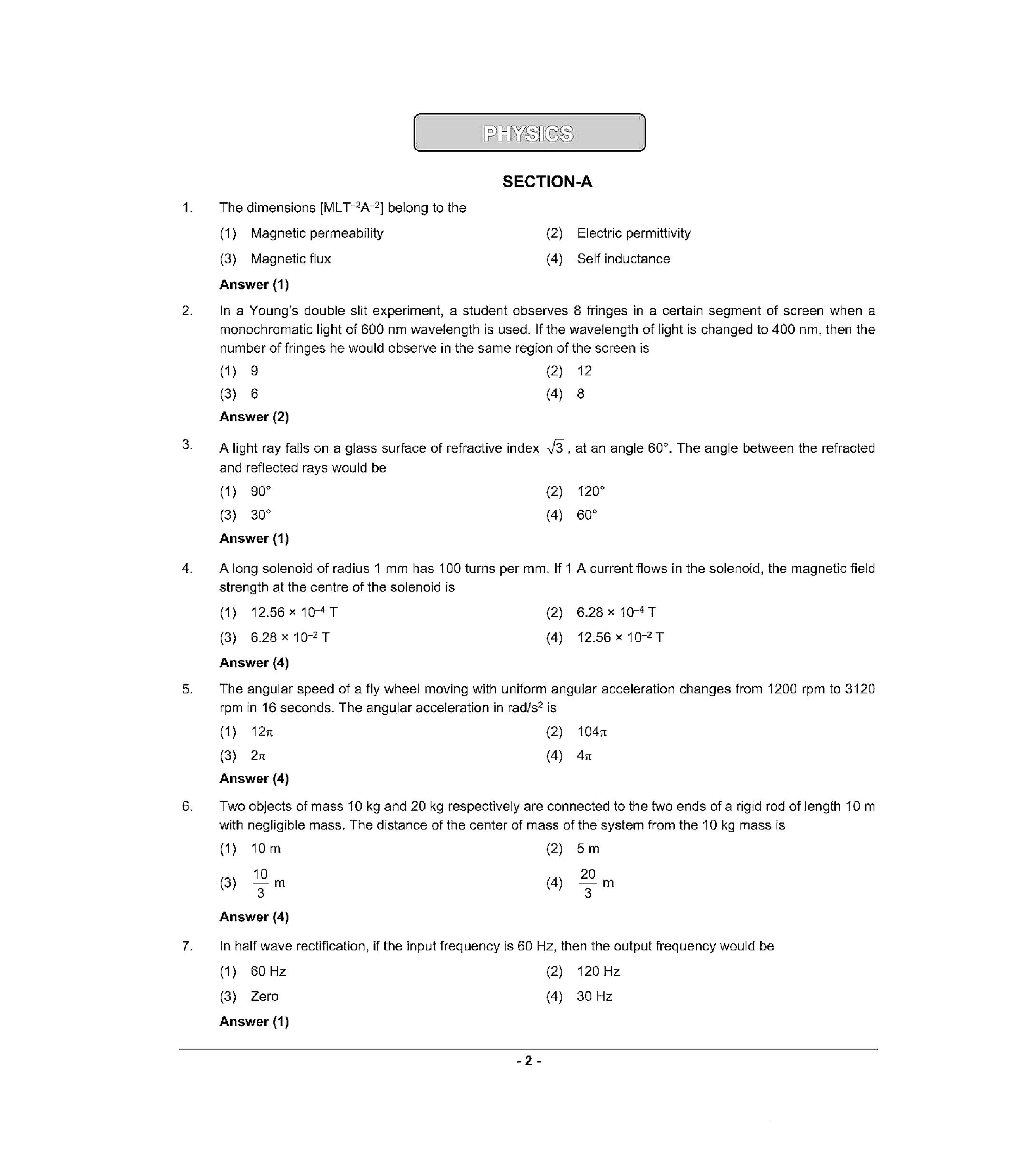 NEET 2022 Question Paper with Answer key (S6) - Page 2