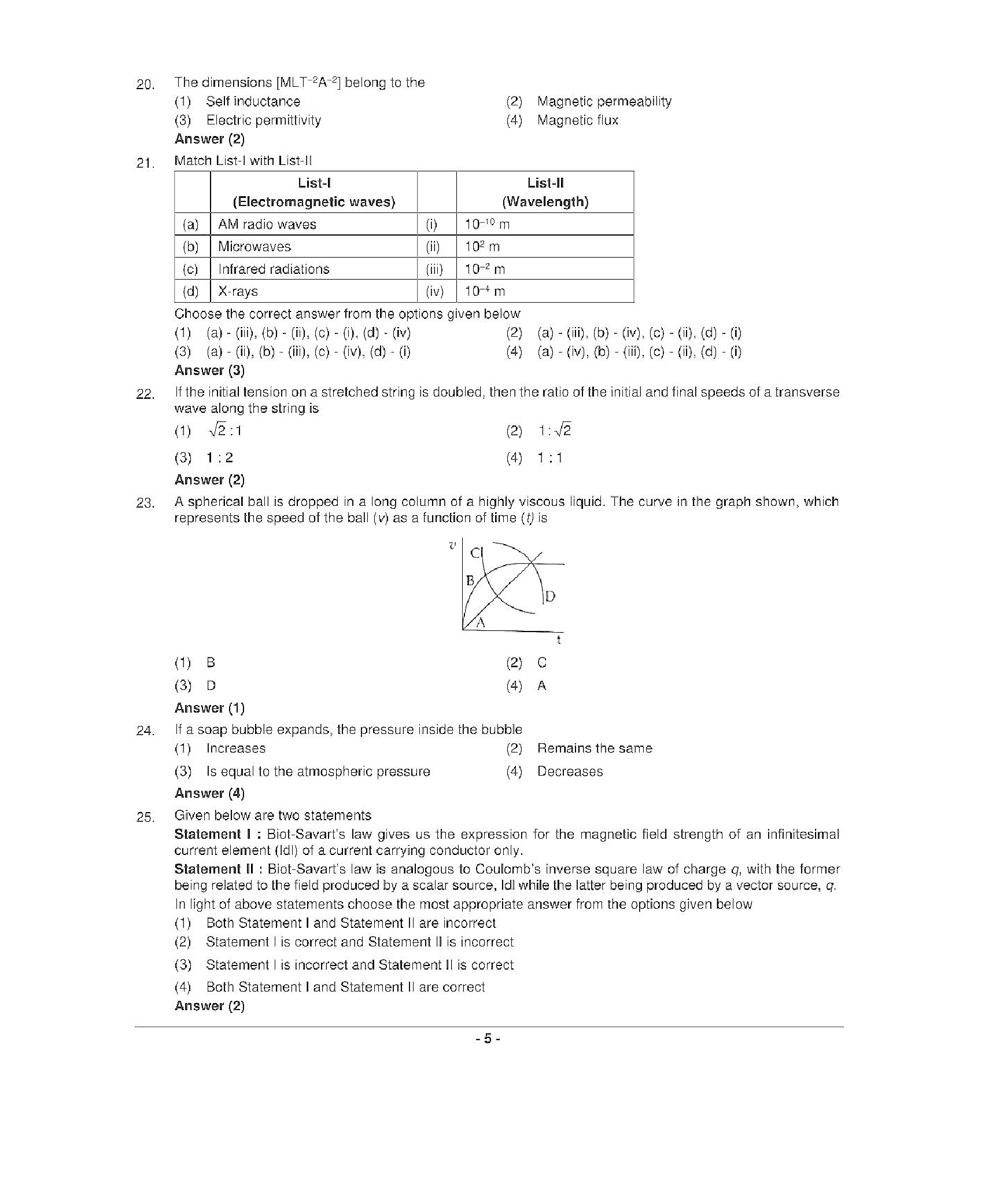 NEET 2022 Question Paper with Answer key (T4) - Page 5