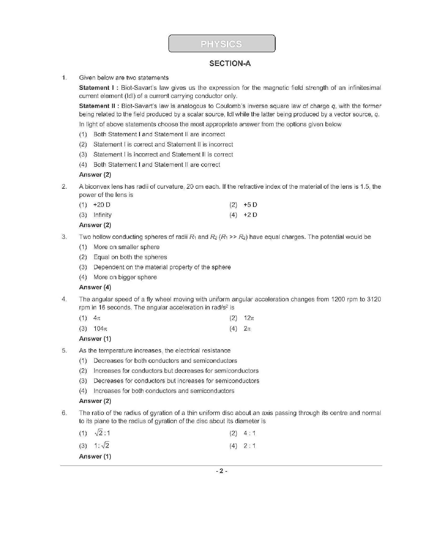 NEET 2022 Question Paper with Answer key (T5) - Page 2
