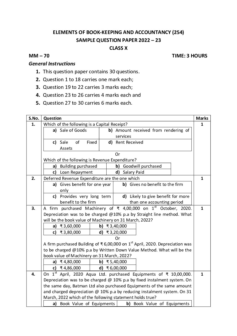 CBSE Class 10 Elements Book Keeping Accountancy Sample Question Paper 2023 - Page 2