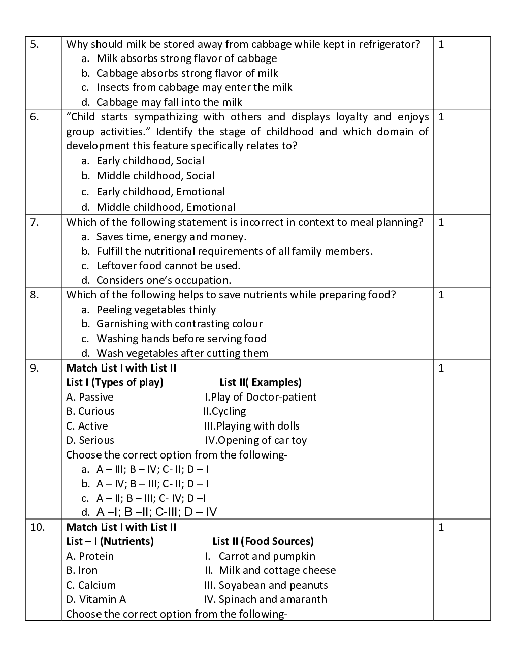 CBSE Class 10 Home Science Sample Question Paper 2023 - Page 3