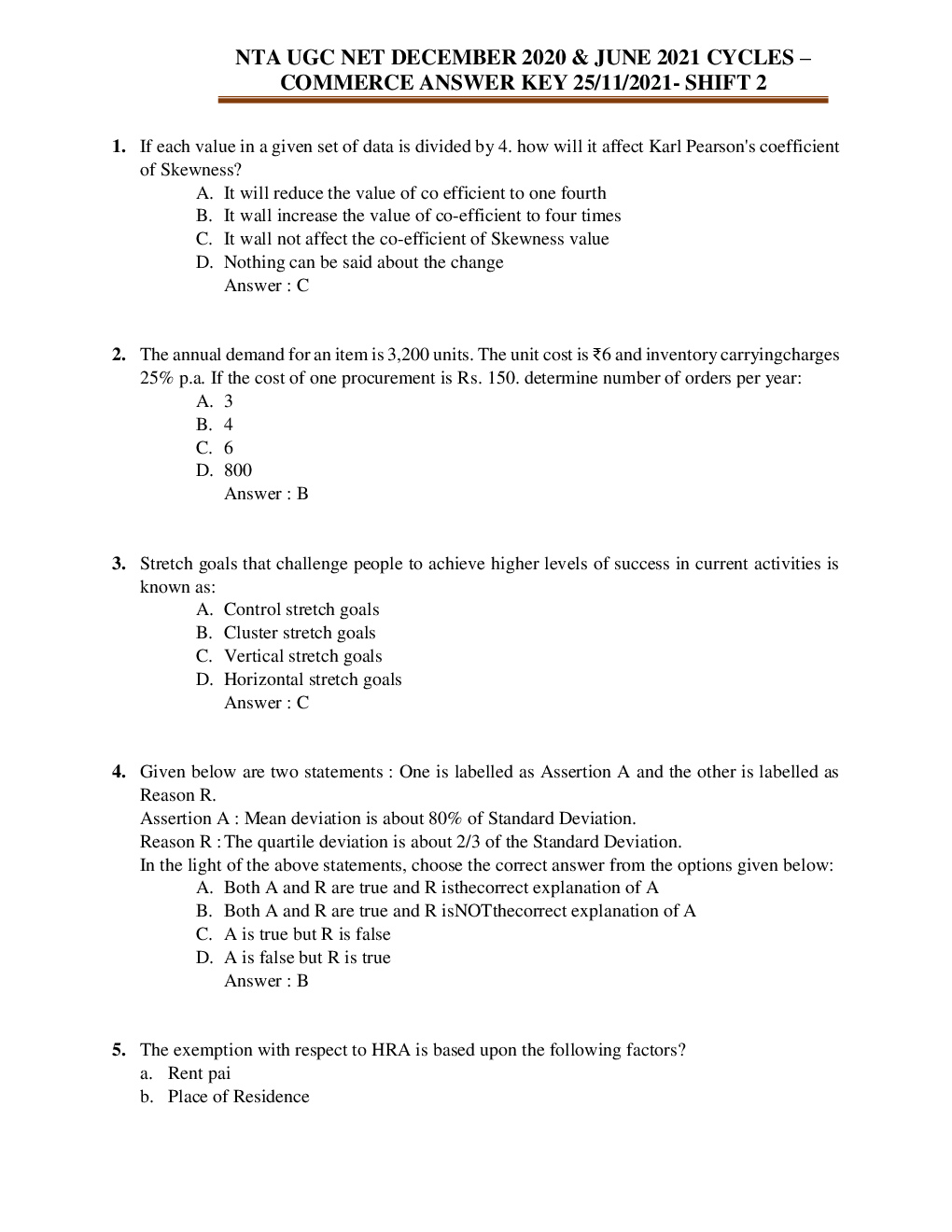UGC NET Commerce Previous Year Question Paper With Answer Key  2019 - Page 2