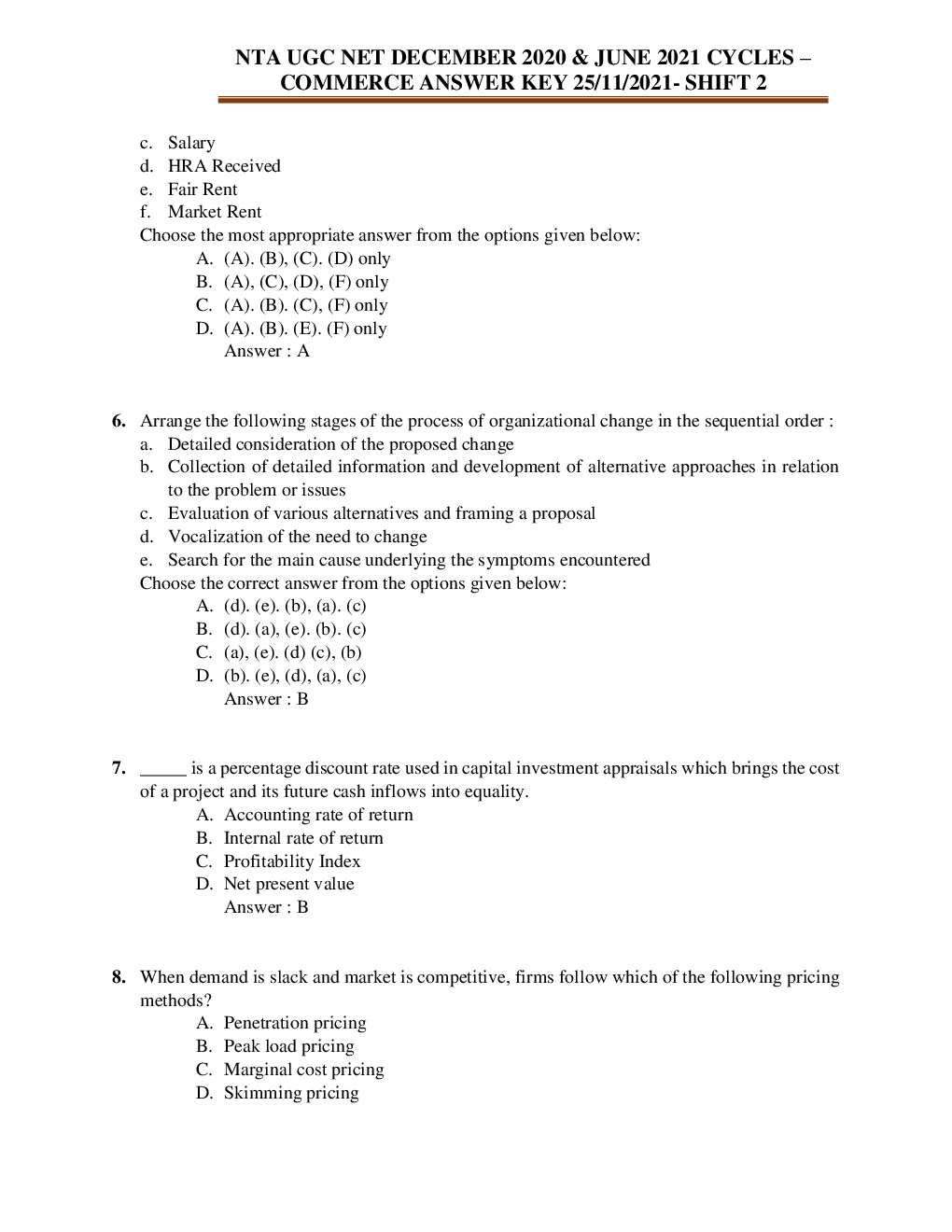 UGC NET Commerce Previous Year Question Paper With Answer Key  2019 - Page 3