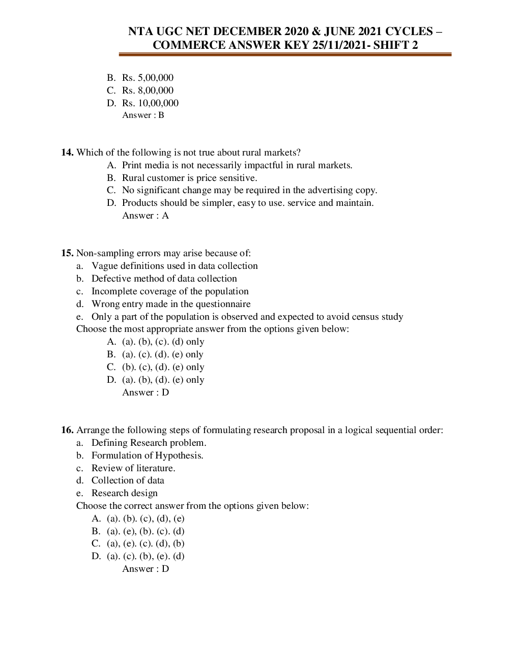 UGC NET Commerce Previous Year Question Paper With Answer Key  2019 - Page 5