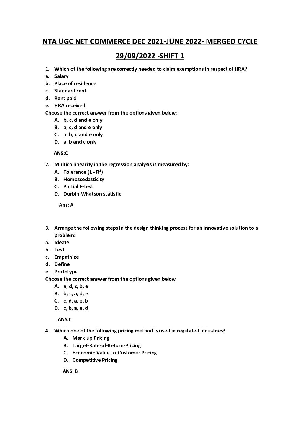 UGC NET Commerce Previous Year Question Paper With Answer Key 2021 - Page 2