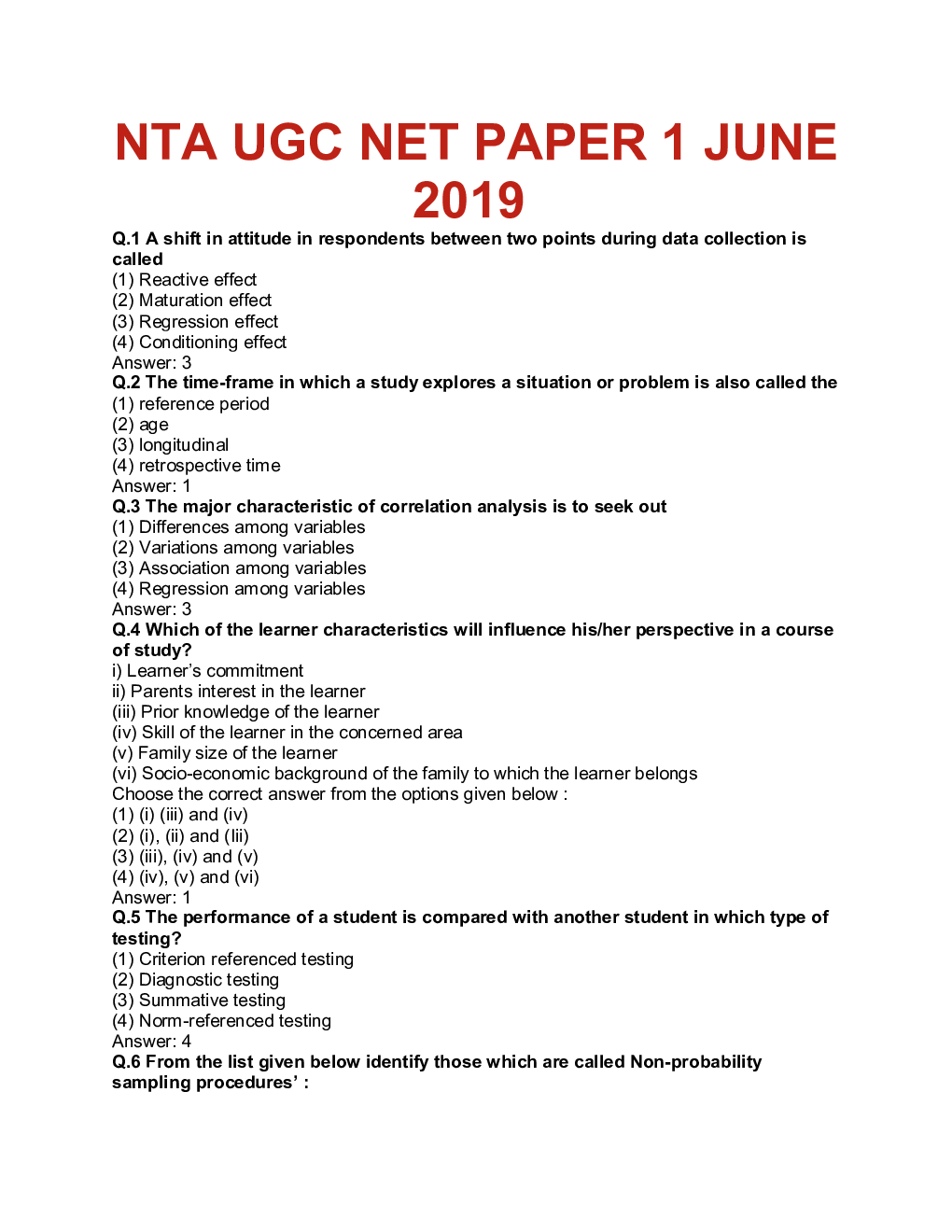 UGC NET Previous Year Question Paper With Answer Key Paper-I 2019 - Page 2
