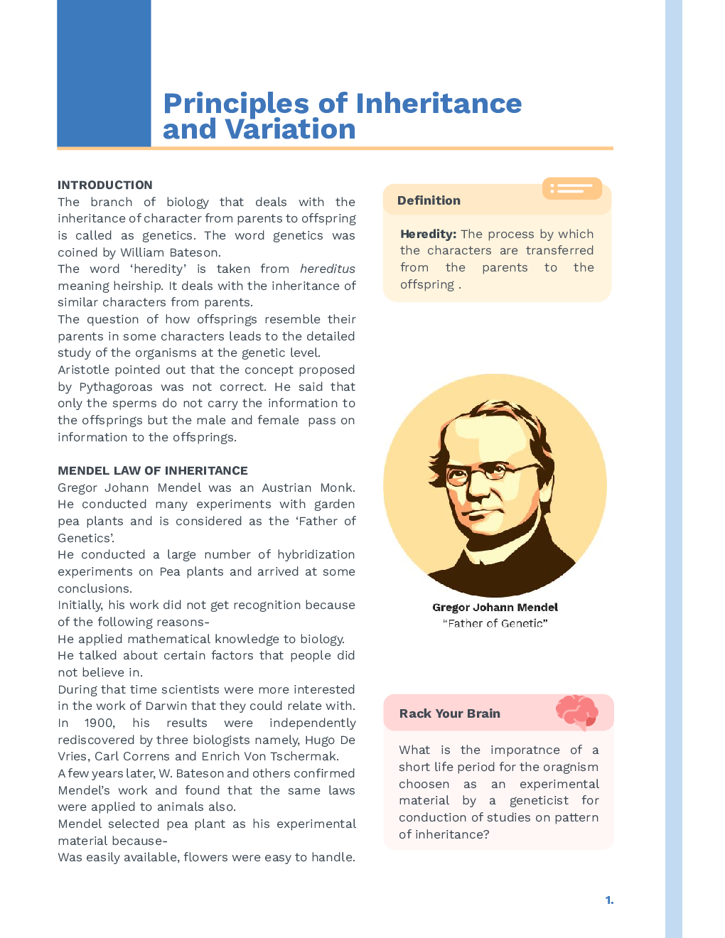 Study Notes for NEET Biology Principles Of Inheritance And Variation 2023 - Page 2