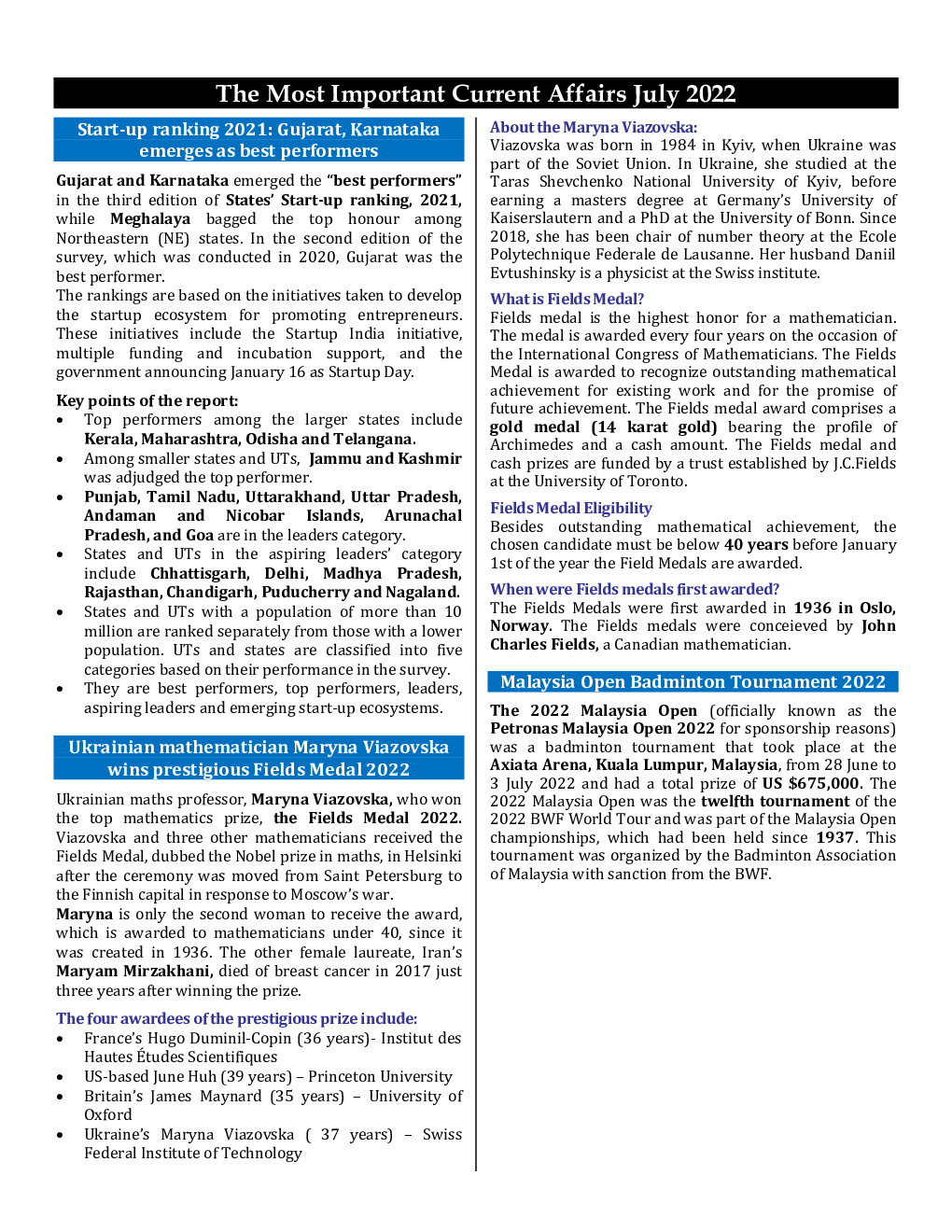 Monthly Current Affairs July - 2022 - Page 2