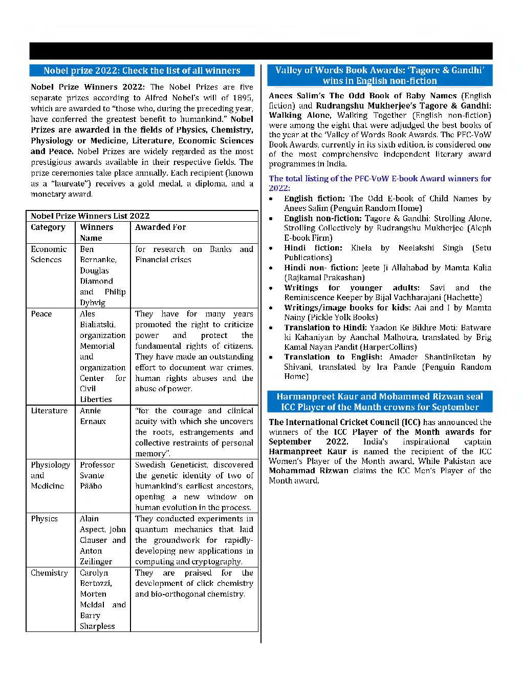 Monthly Current Affairs October - 2022 - Page 3
