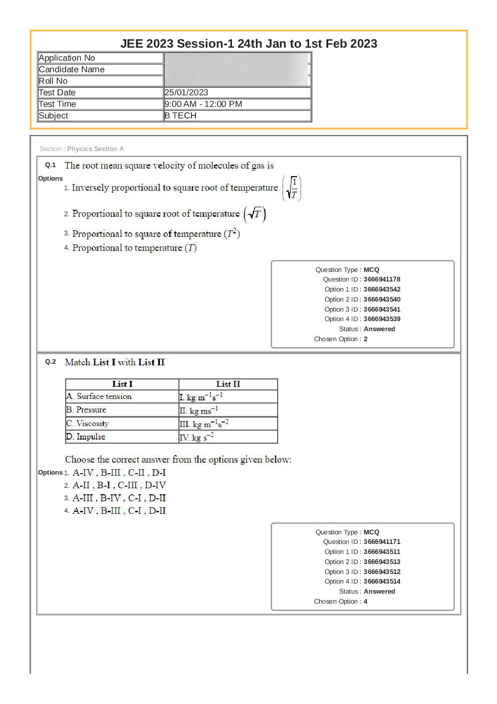 JEE Main-2023 25-January Shift-1 Question Paper With Ans Key Session-1 - Page 2