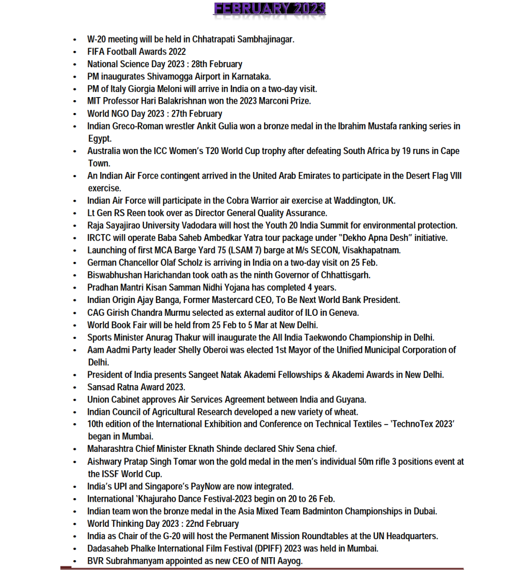 General Knowledge  February  2023  - Page 2