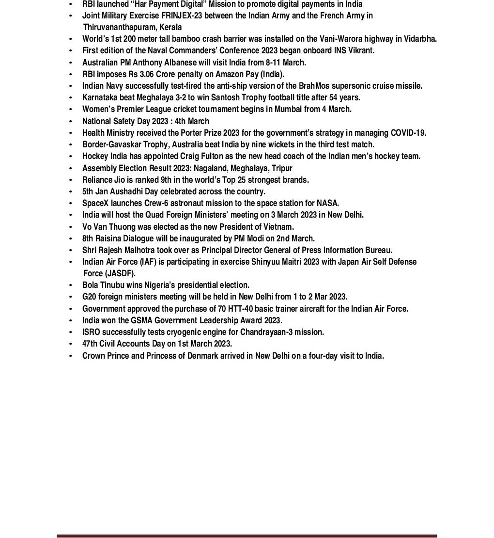  General Knowledge  March  2023  - Page 5