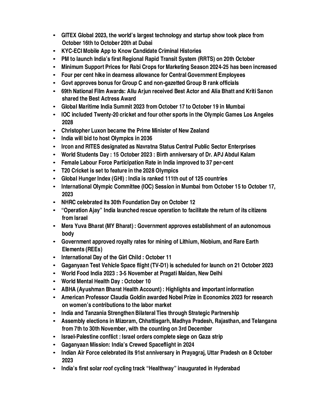  General Knowledge  October  2023  - Page 3