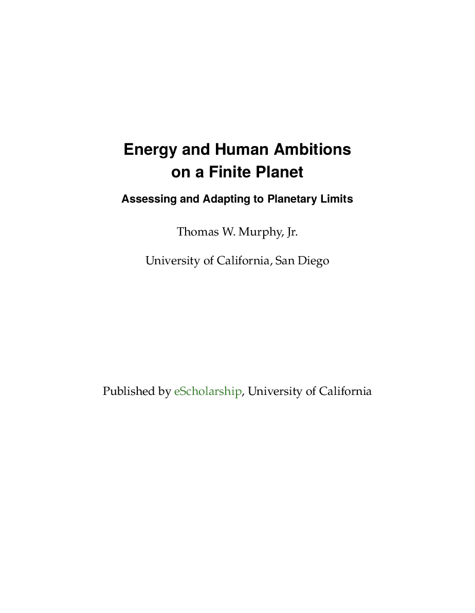 Energy and Human Ambitions on a Finite Planet - Page 2