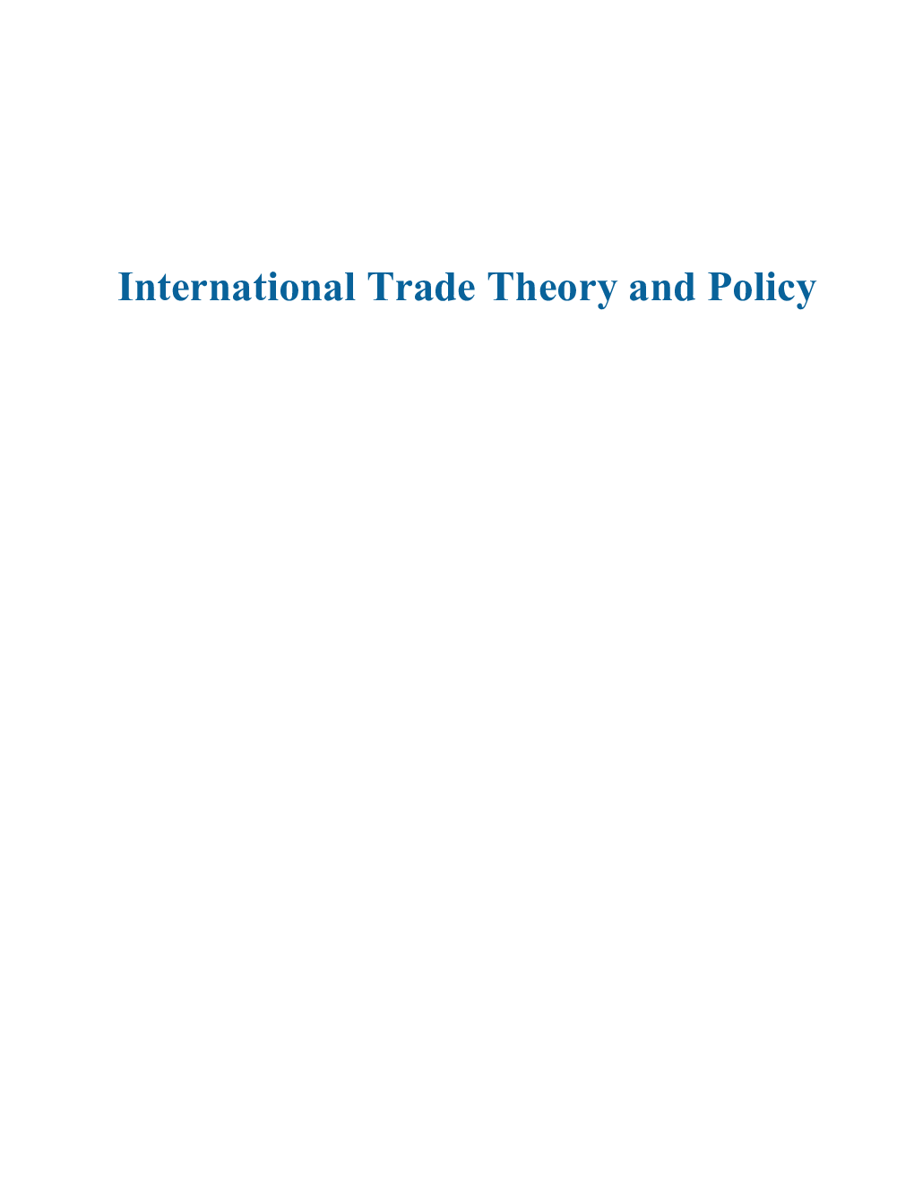 International Trade Theory and Policy - Page 1