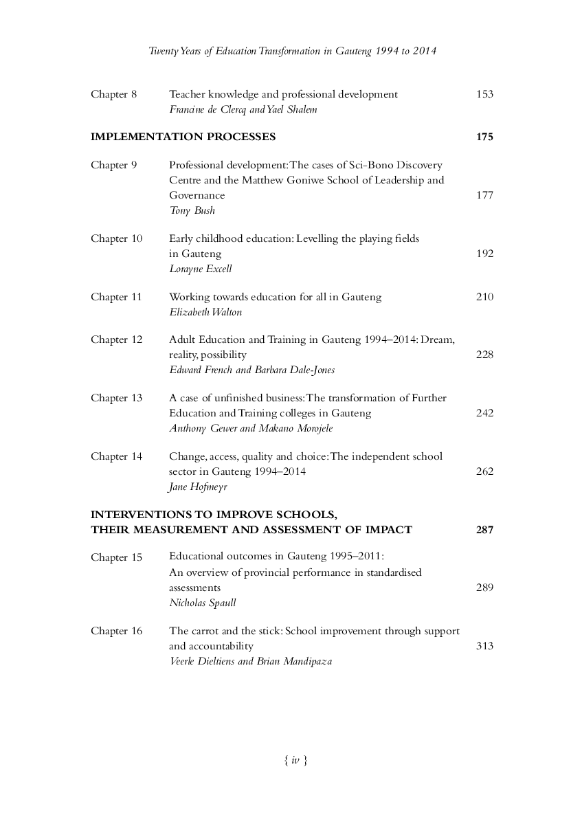 Twenty Years of Education Transformation in Gauteng 1994 to 2014 - Page 4