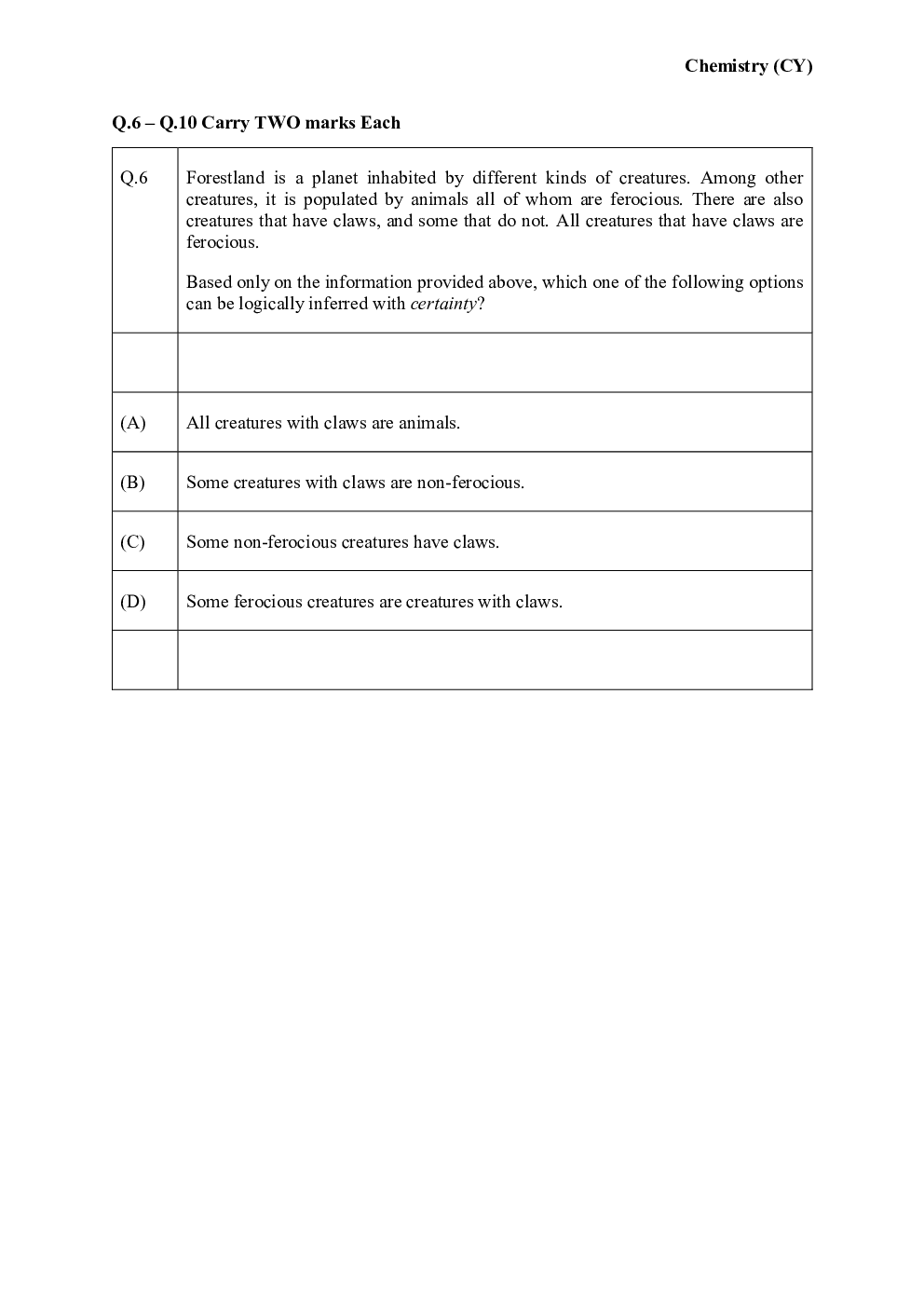 GATE Chemistry Question Paper with Solution 2023 - Page 5