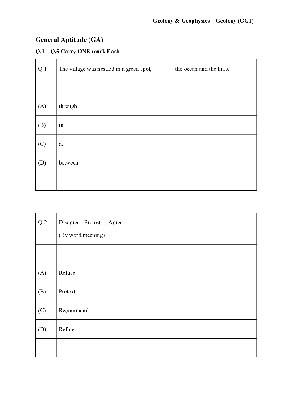 GATE Geology & Geophysics Engineering Question Paper with Solution 2023 - Page 2