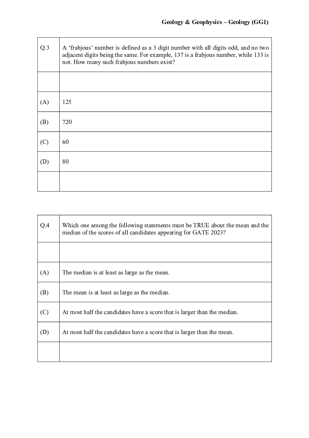 GATE Geology & Geophysics Engineering Question Paper with Solution 2023 - Page 3