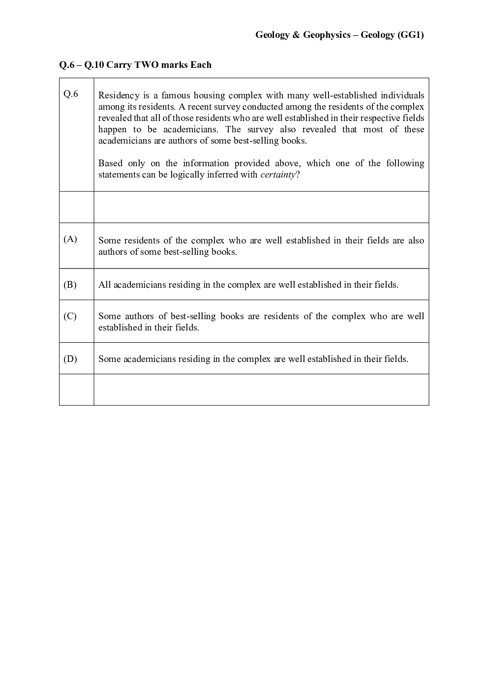 GATE Geology & Geophysics Engineering Question Paper with Solution 2023 - Page 5