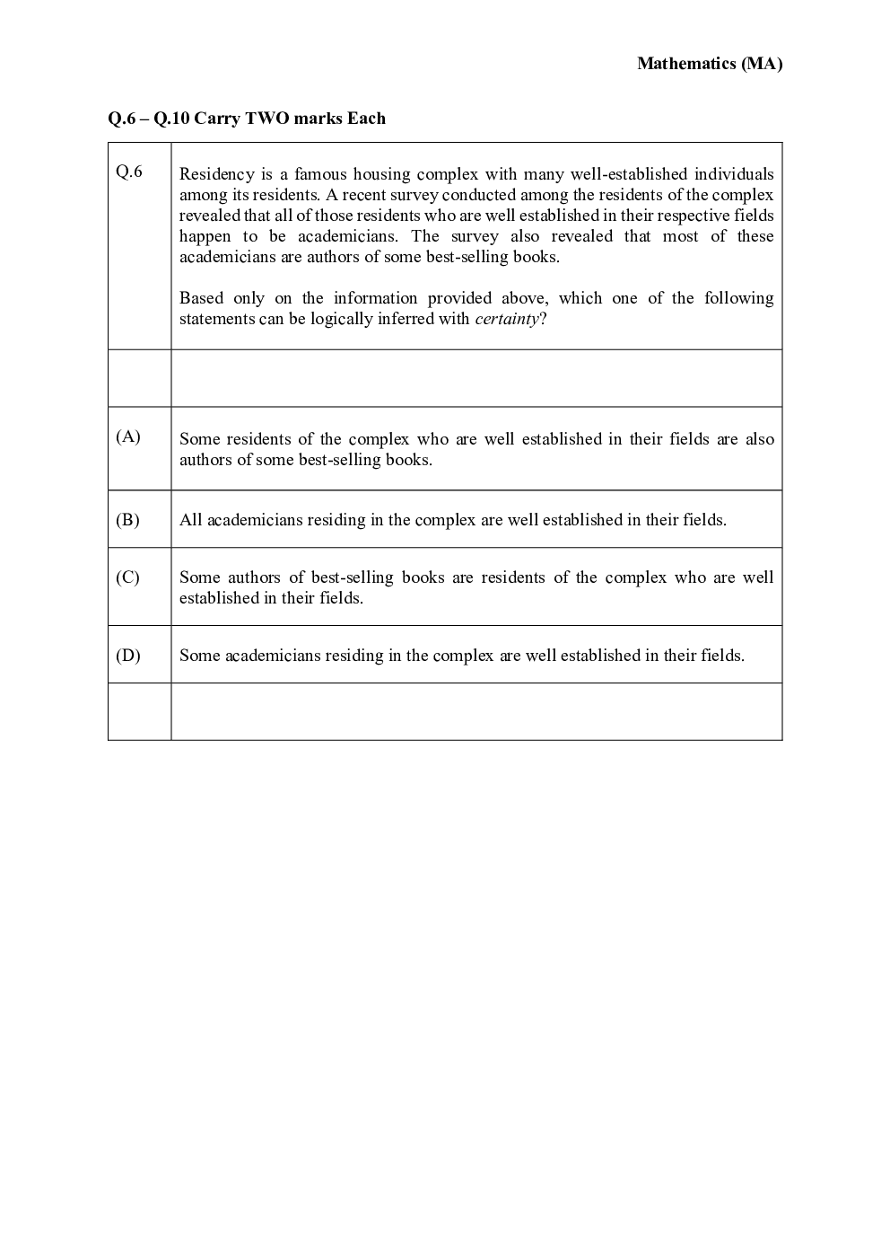 GATE Mathematics Question Paper with Solution 2023 - Page 5