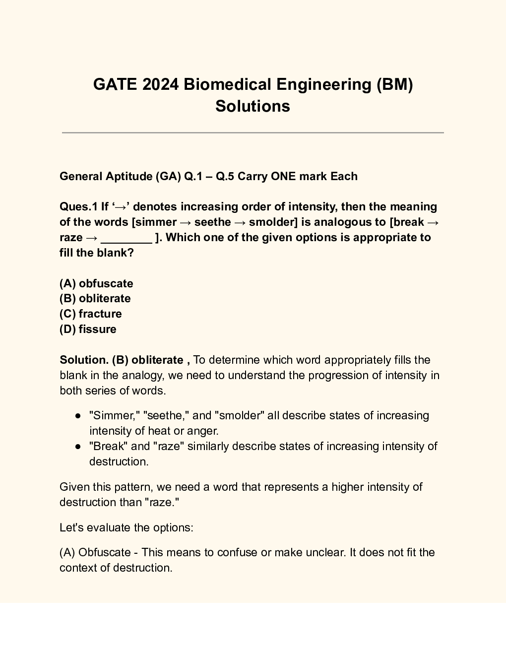 GATE Biomedical Engineering Question Paper with Solution 2024 - Page 2