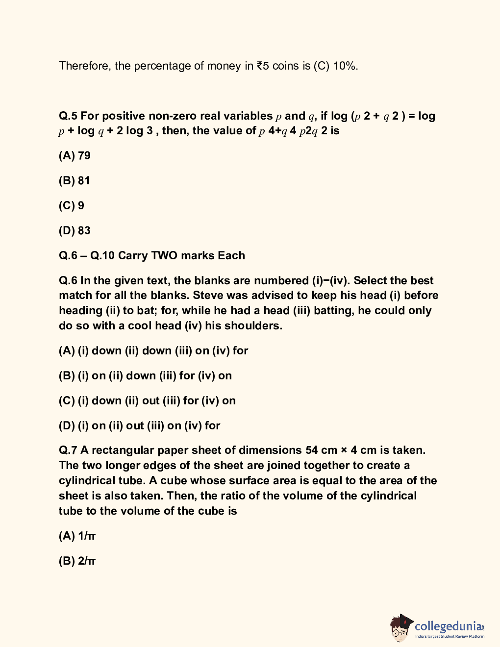 GATE Biotechnology Question Paper with Solution 2024 - Page 5