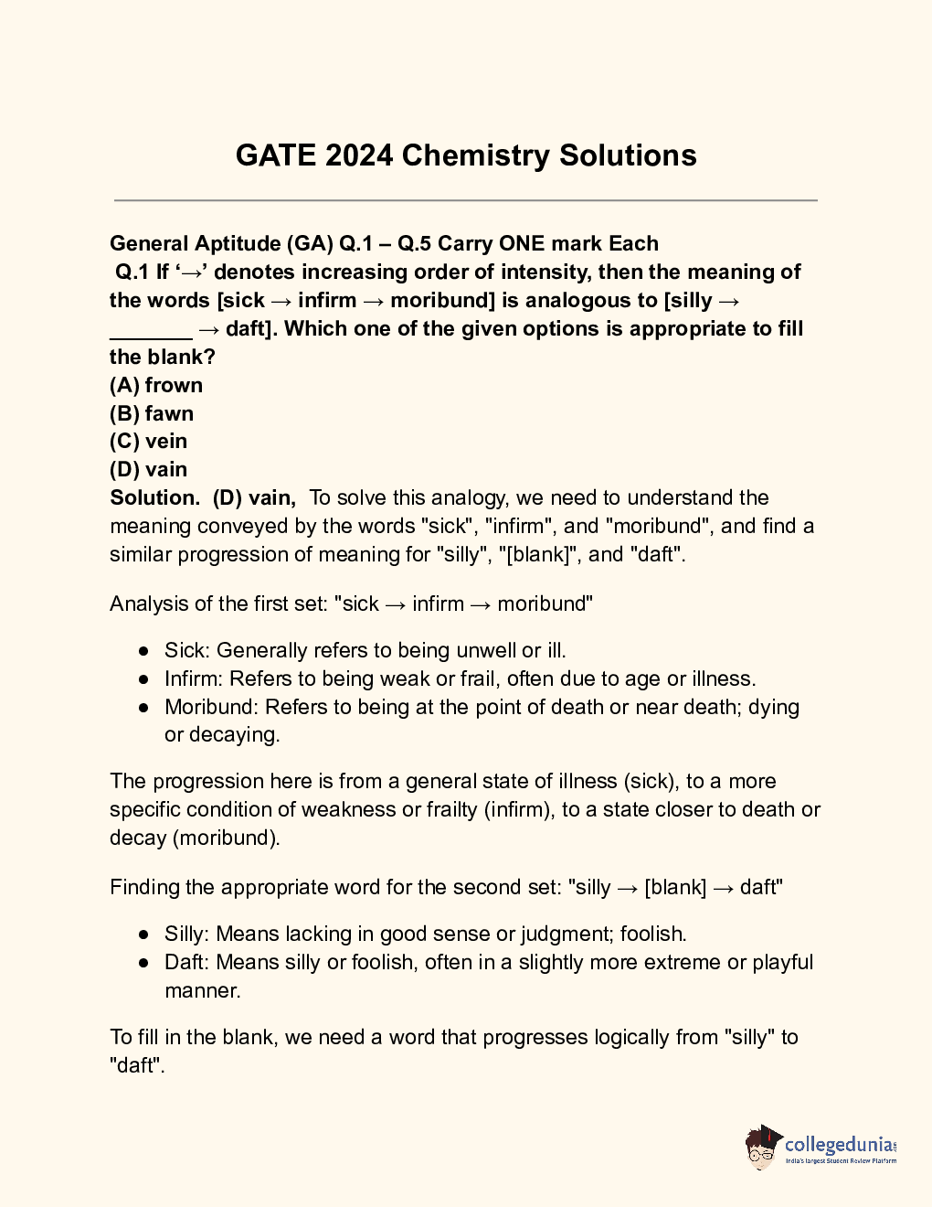 GATE Chemistry Question Paper with Solution 2024 - Page 2