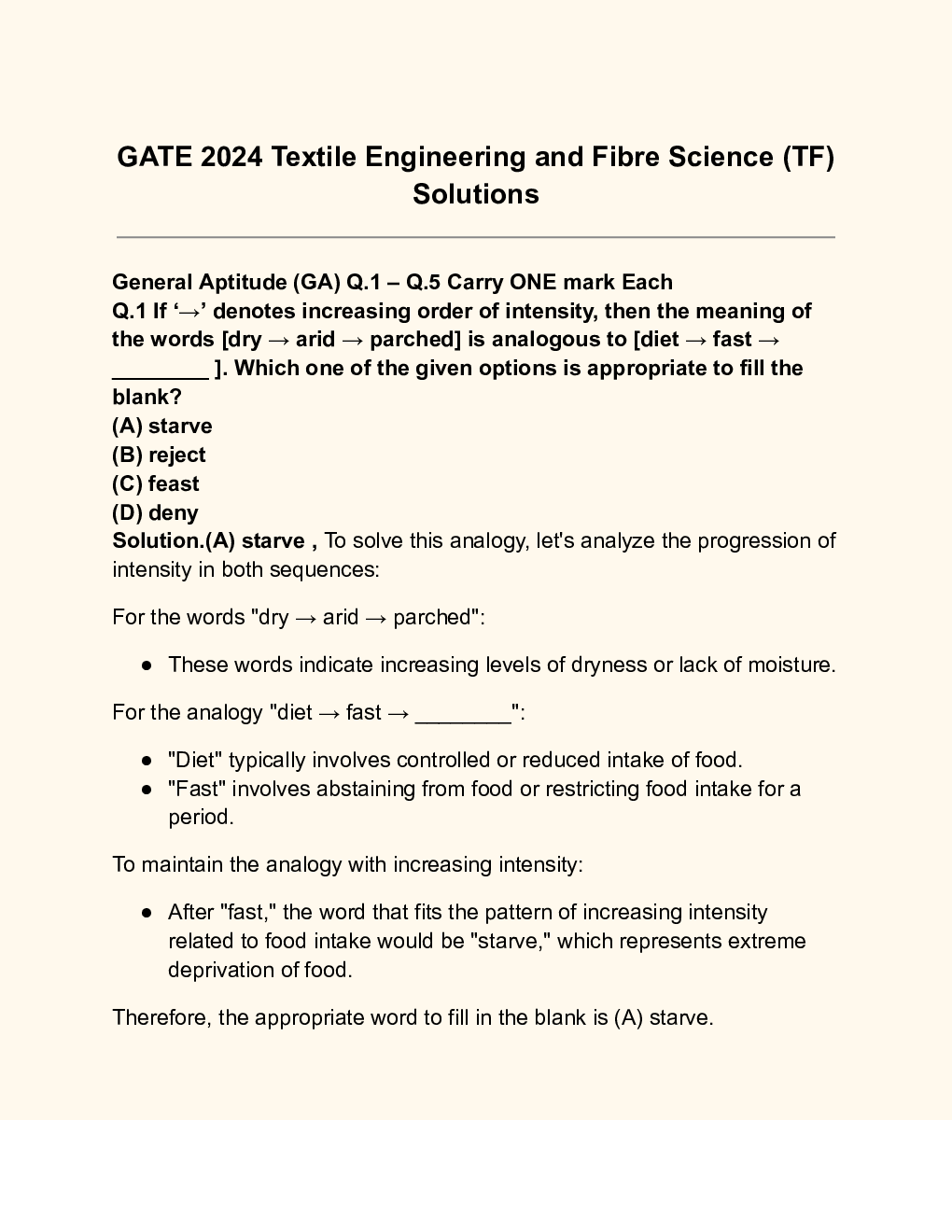 GATE 2024 Textile Engineering and Fibre Science TF Solutions - Page 2