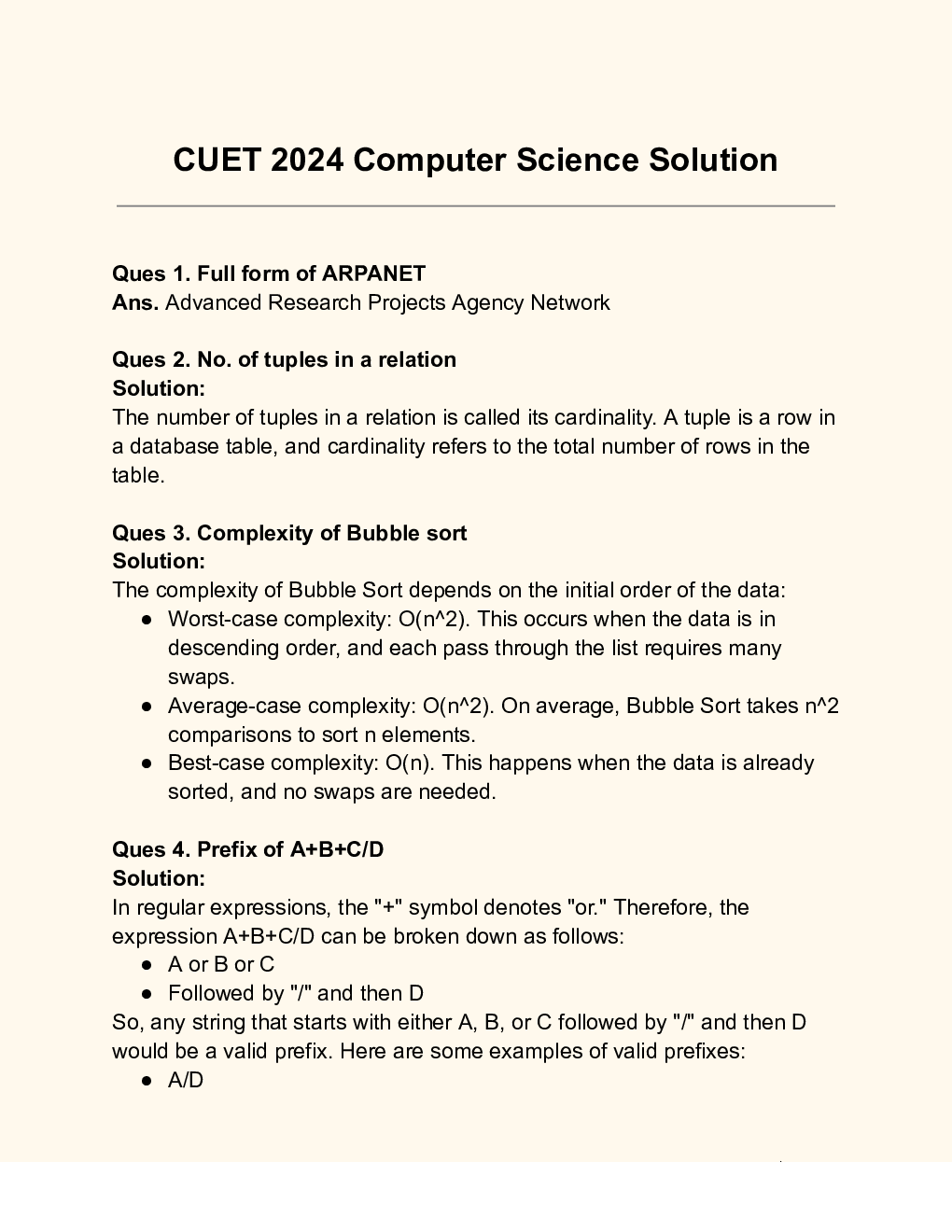 CUET 2024 Computer Science Solution - Page 2