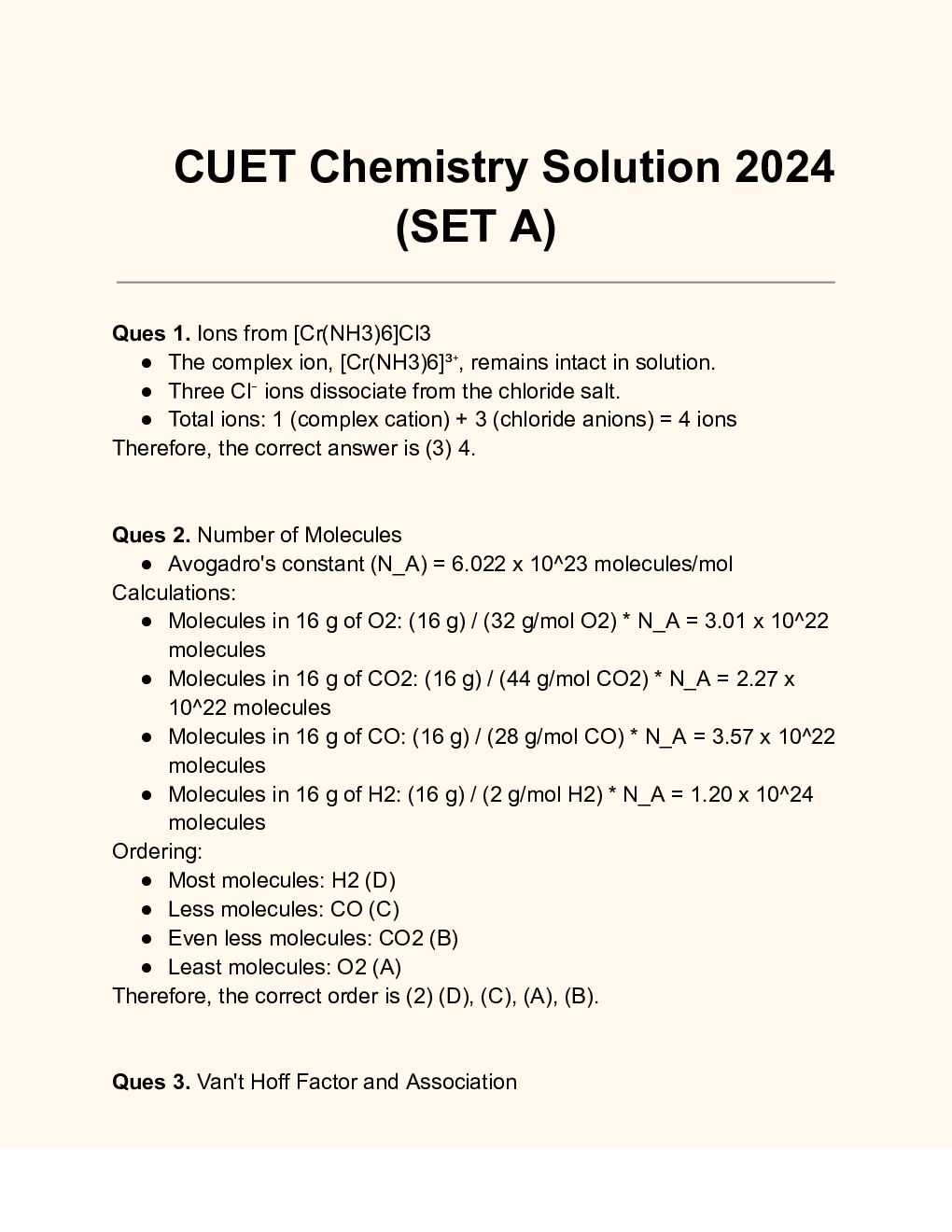 CUET Chemistry Solution 2024 SET A - Page 2