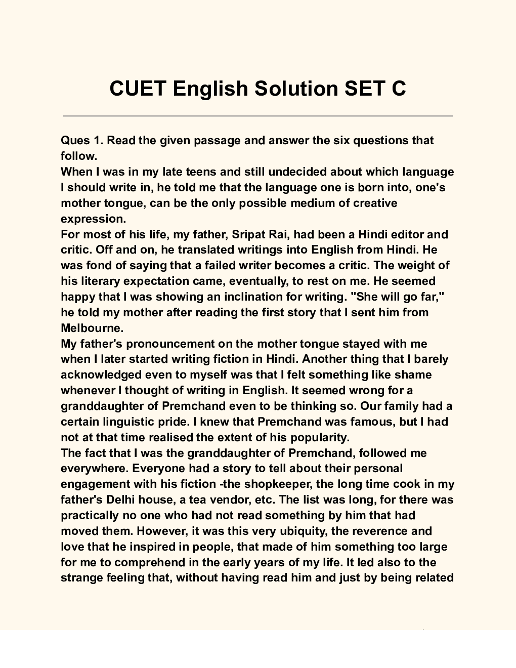 CUET English Solution SET C - Page 2