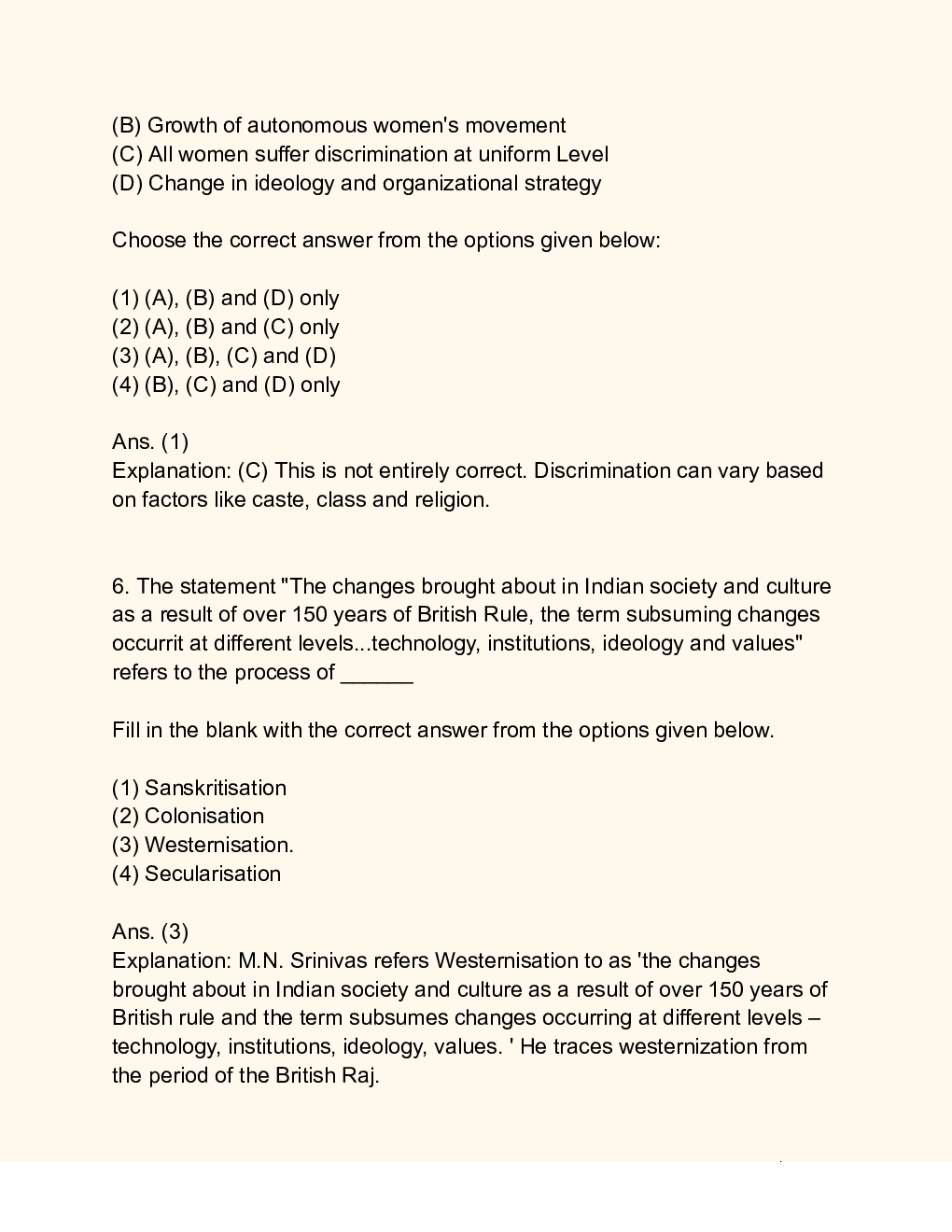 CUET Sociology Solution SET C - Page 4