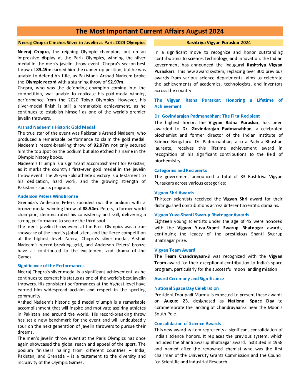 Current Affairs September 2024 In English - Page 3