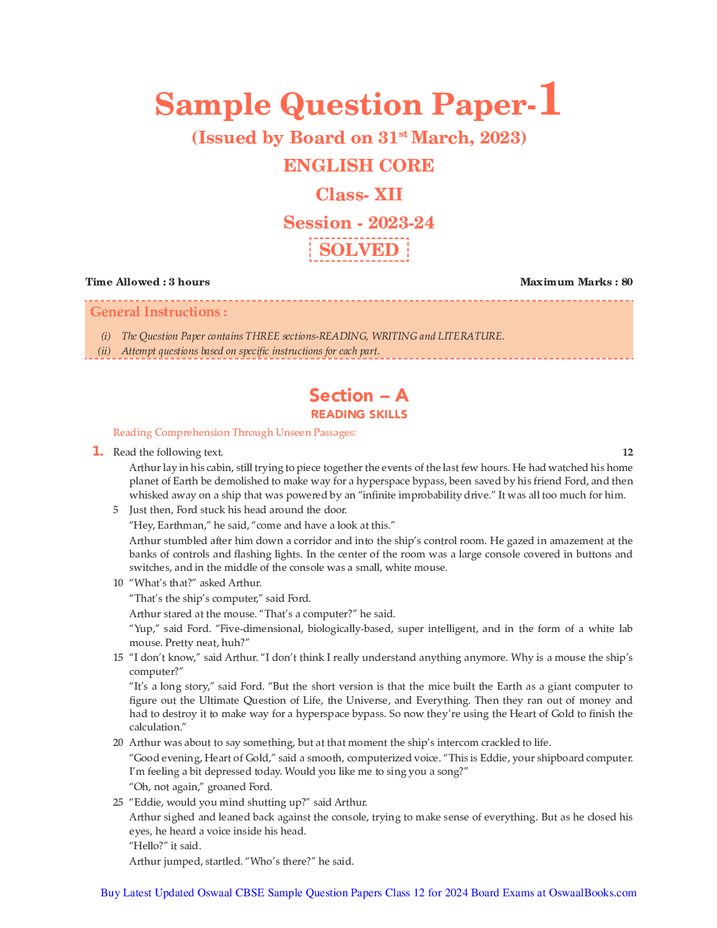 Class-12th 2024 Sample Papers English - Page 2