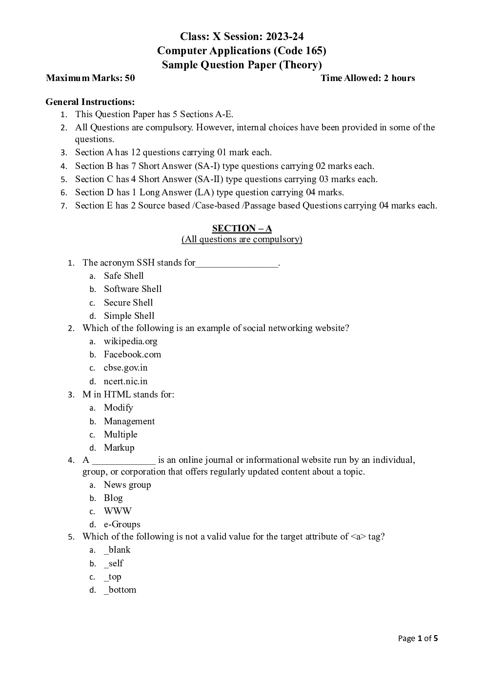 Class-10th 2024 Sample Papers ComputerApplication - Page 2