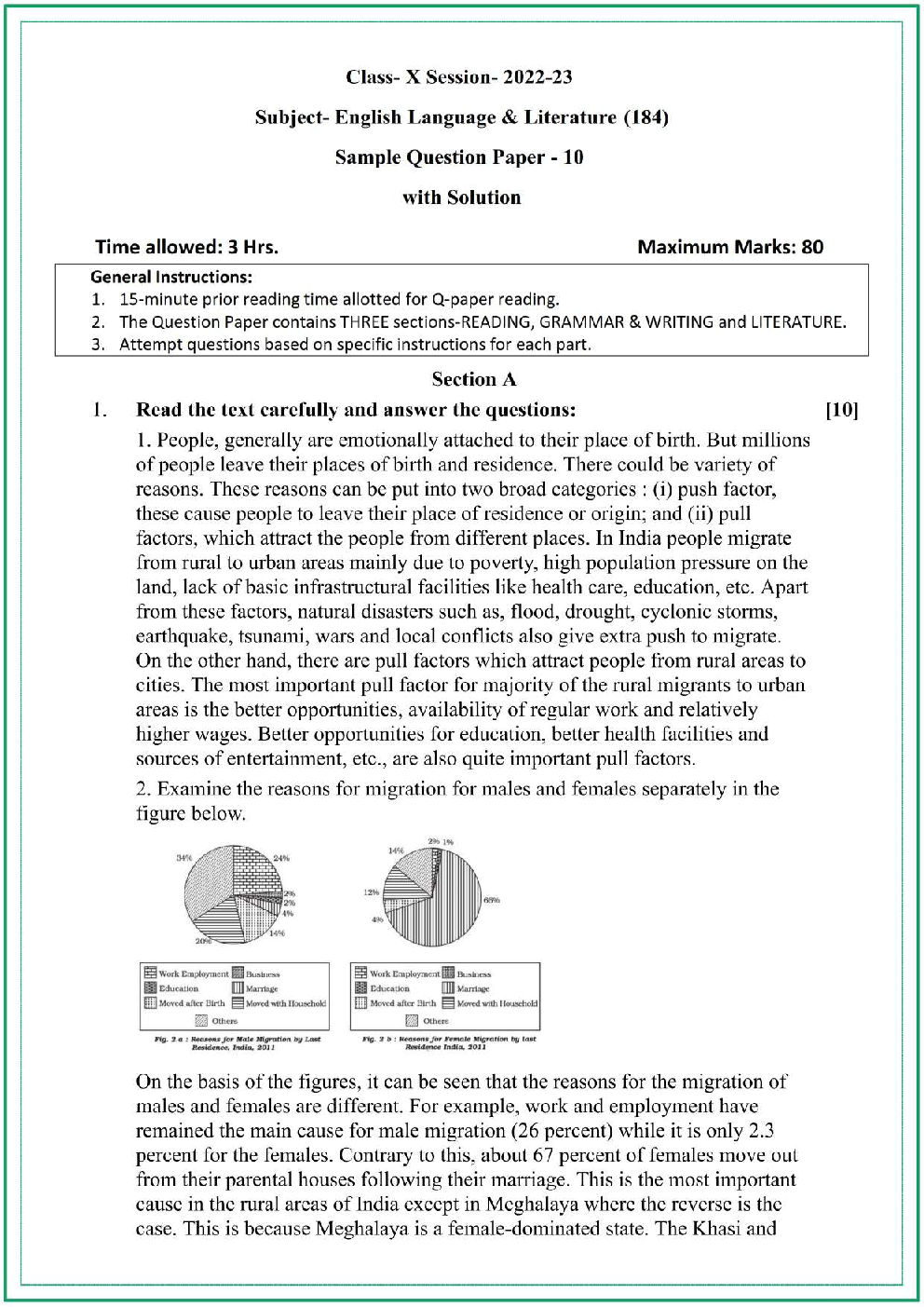 Class-10th 2024 Sample Papers English - Page 2