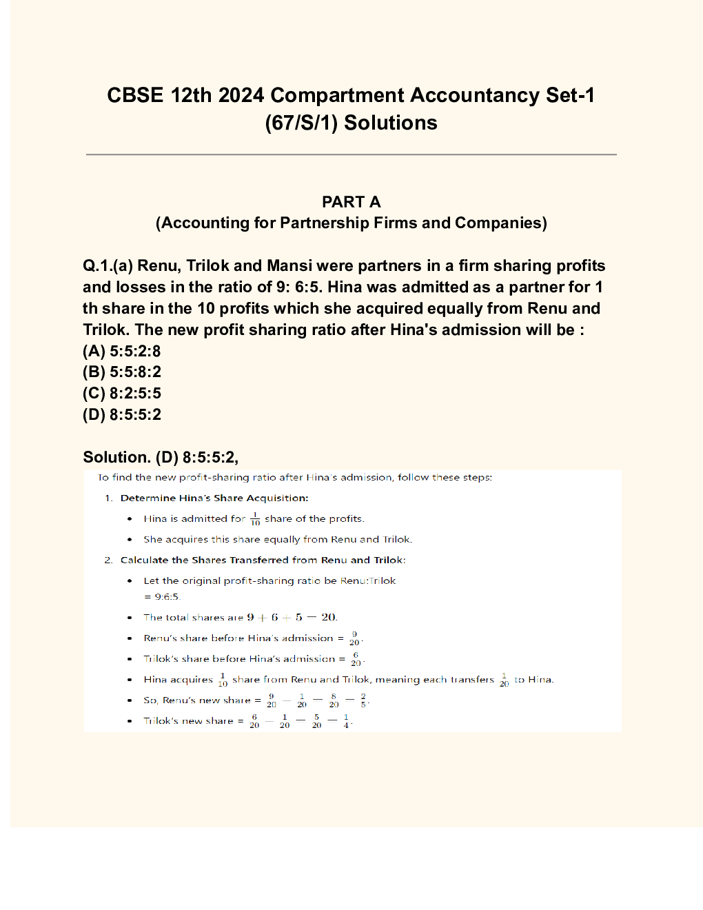 CBSE 12th 2024  Accountancy Question Paper With Solutions - Page 2