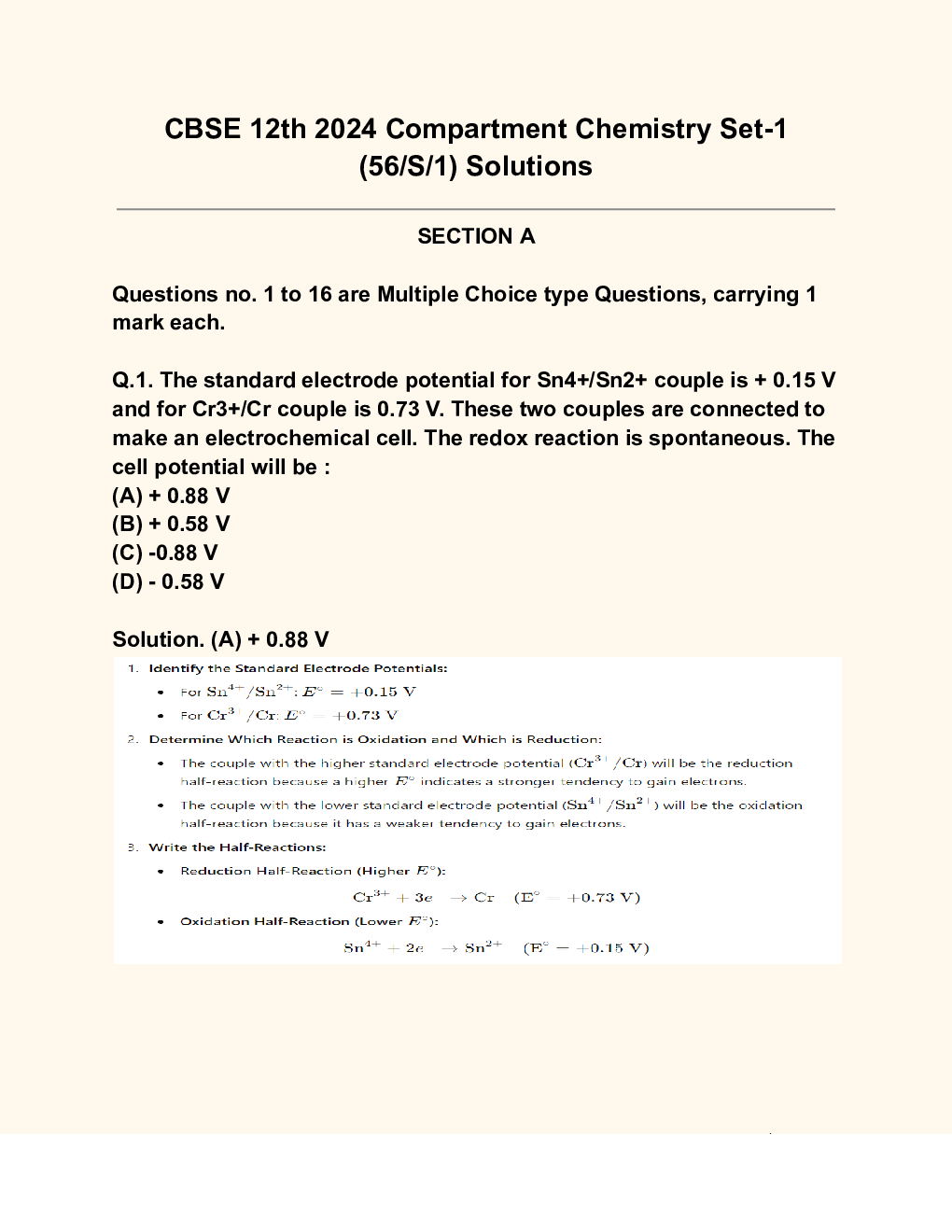 CBSE 12th 2024  Chemistry Question Paper With Solutions - Page 2