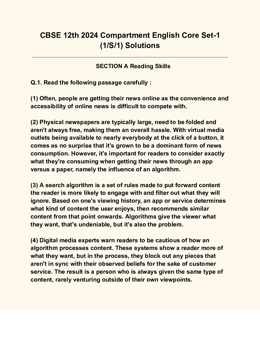 CBSE 12th 2024  English Question Paper With Solutions - Page 2