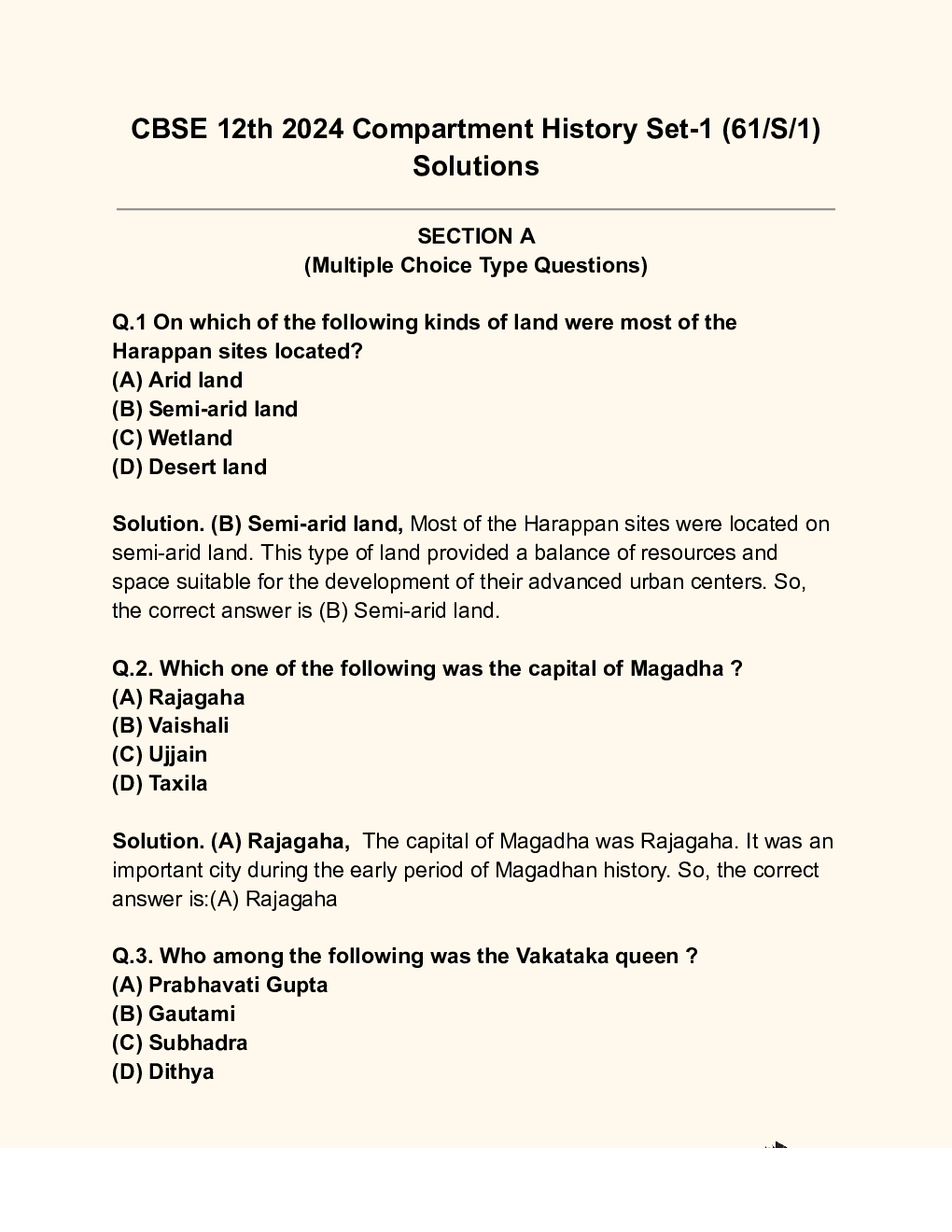 CBSE 12th 2024  History Question Paper With Solutions - Page 2