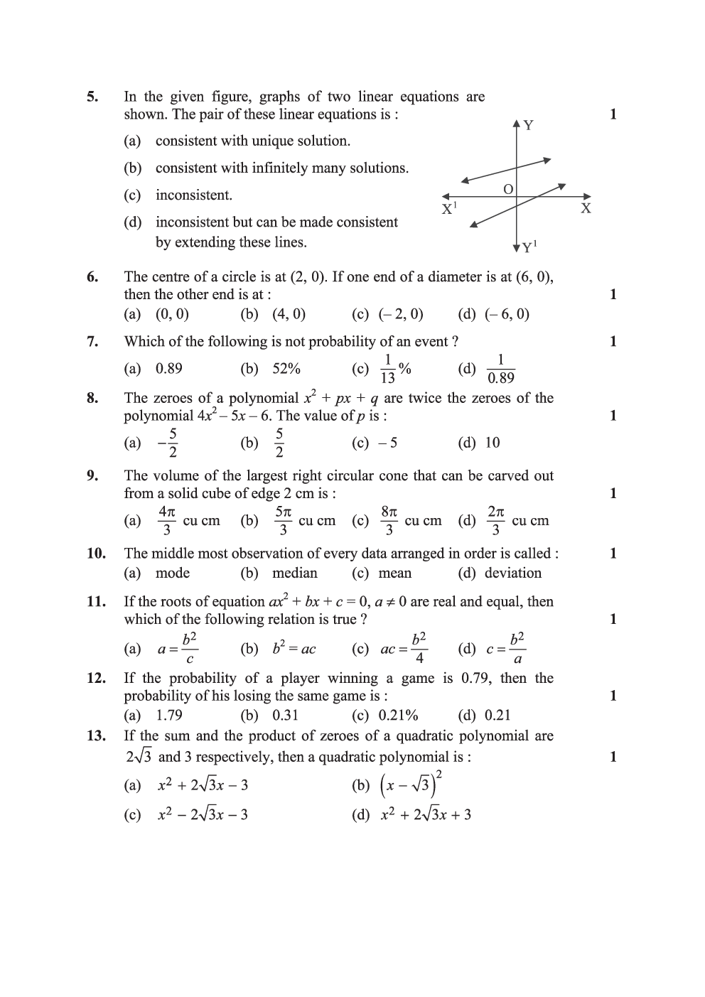 CBSE 10th 2024  Mathematics Question Paper Set-2 - Page 5