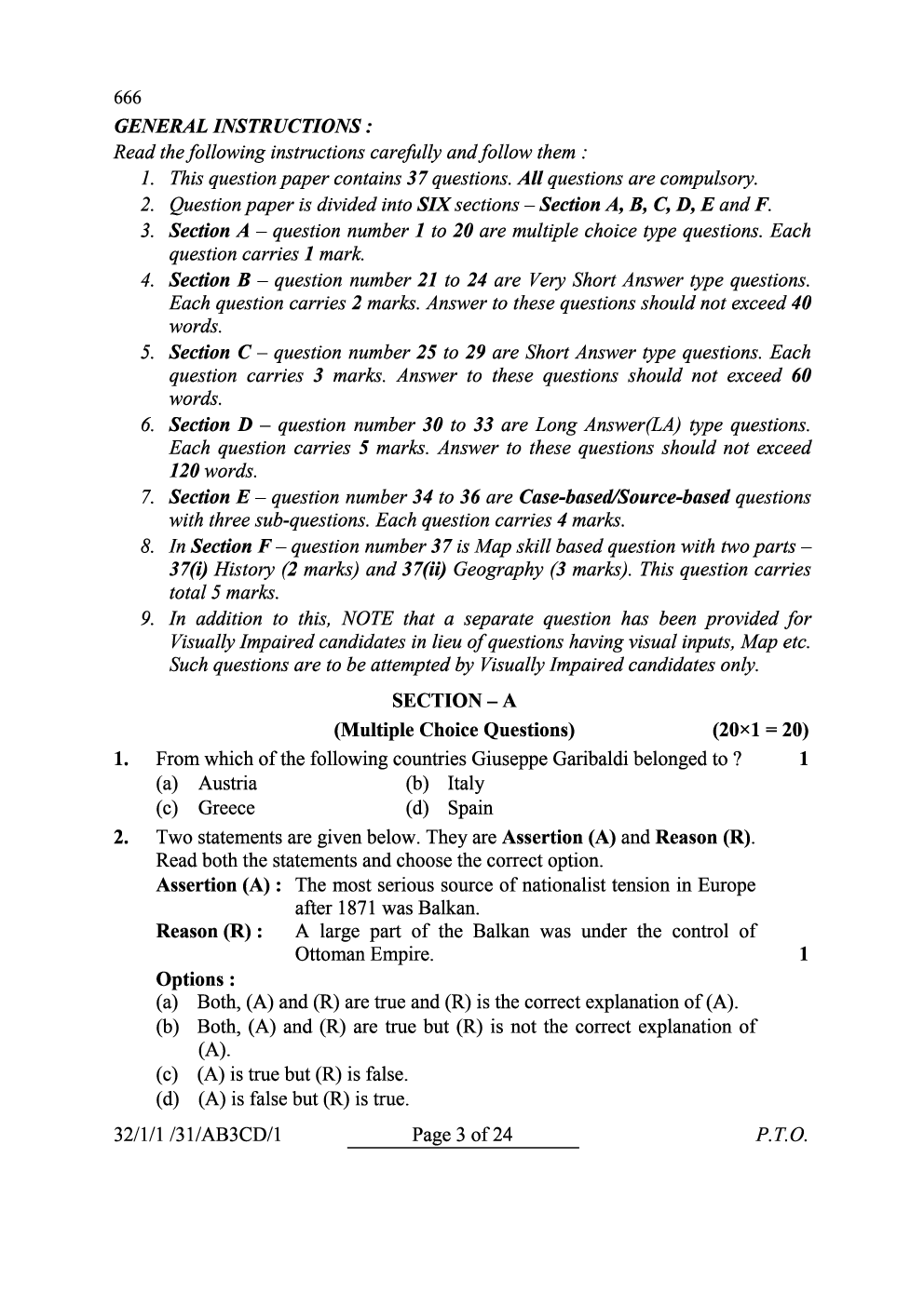 CBSE 10th 2024  Social Science Question Paper - Page 3